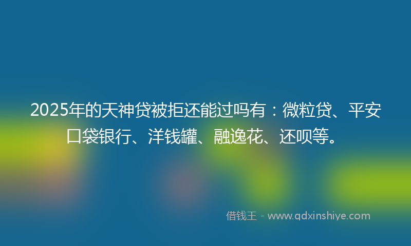 2025年的天神贷被拒还能过吗有：微粒贷、平安口袋银行、洋钱罐、融逸花、还呗等。