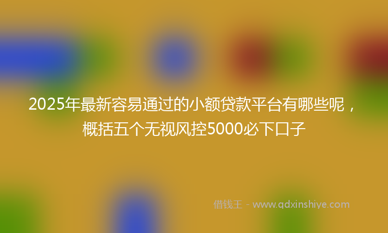 2025年最新容易通过的小额贷款平台有哪些呢，概括五个无视风控5000必下口子