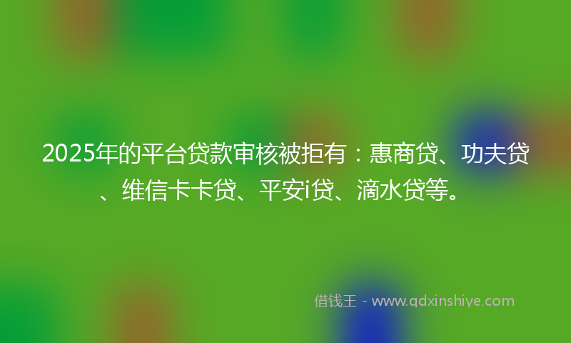 2025年的平台贷款审核被拒有：惠商贷、功夫贷、维信卡卡贷、平安i贷、滴水贷等。