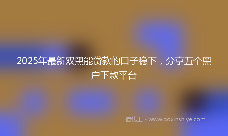 2025年最新双黑能贷款的口子稳下，分享五个黑户下款平台