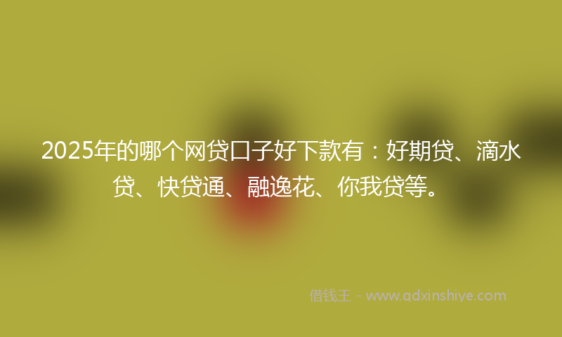 2025年的哪个网贷口子好下款有：好期贷、滴水贷、快贷通、融逸花、你我贷等。