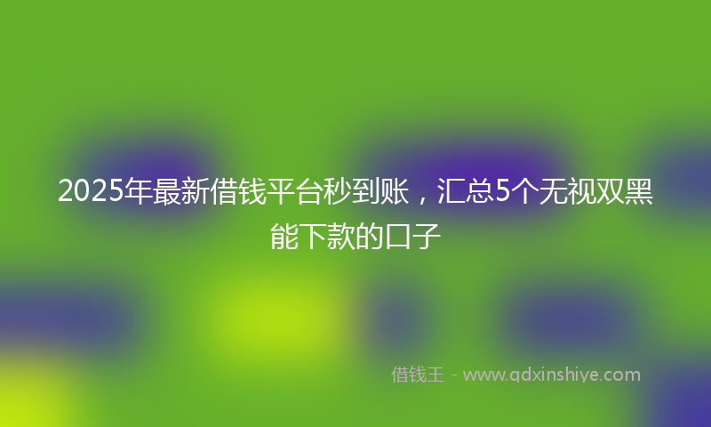2025年最新借钱平台秒到账，汇总5个无视双黑能下款的口子