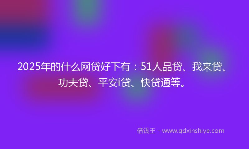 2025年的什么网贷好下有：51人品贷、我来贷、功夫贷、平安i贷、快贷通等。