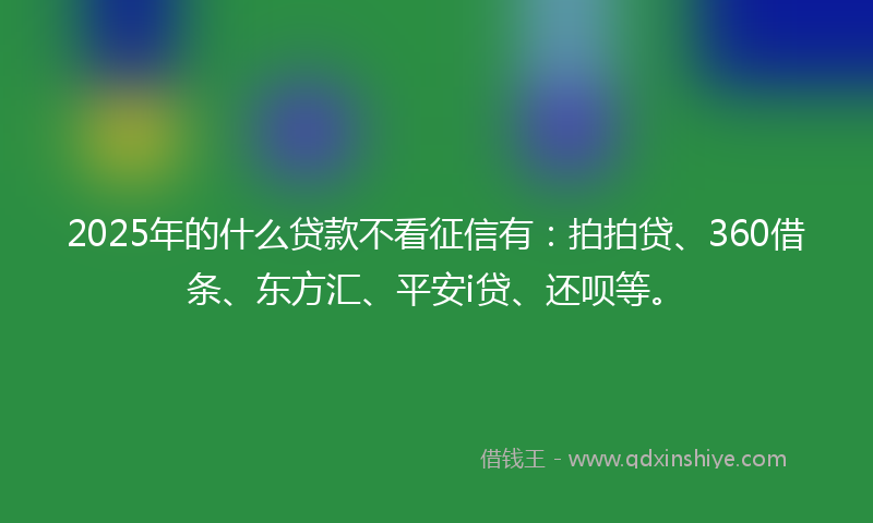 2025年的什么贷款不看征信有：拍拍贷、360借条、东方汇、平安i贷、还呗等。