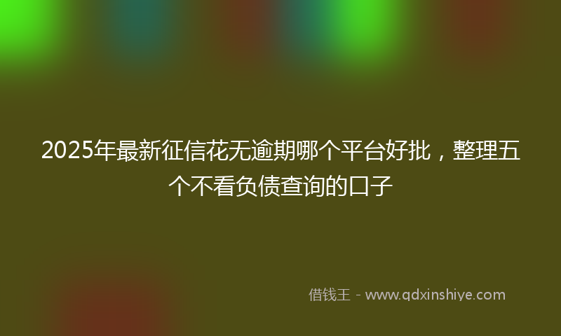 2025年最新征信花无逾期哪个平台好批，整理五个不看负债查询的口子