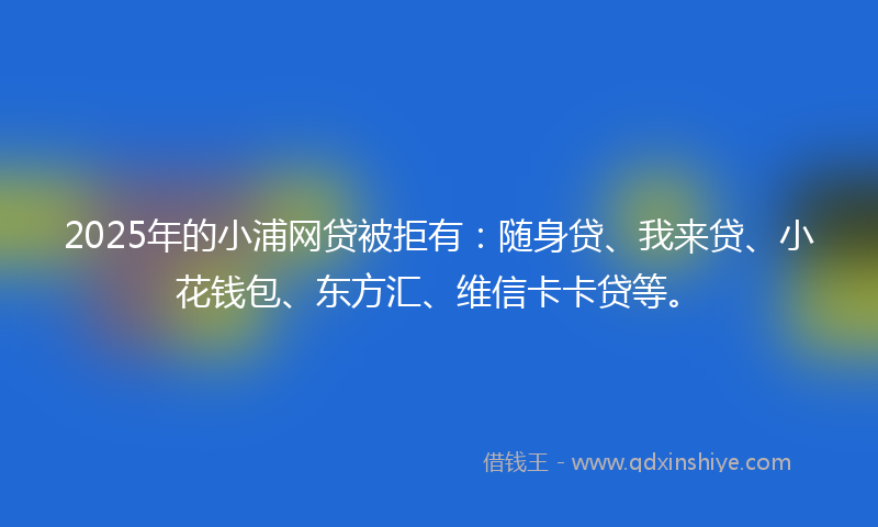 2025年的小浦网贷被拒有：随身贷、我来贷、小花钱包、东方汇、维信卡卡贷等。