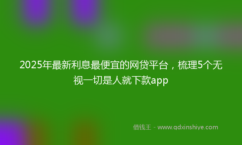 2025年最新利息最便宜的网贷平台，梳理5个无视一切是人就下款app