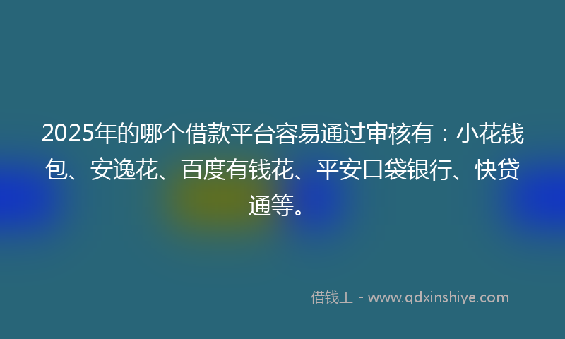 2025年的哪个借款平台容易通过审核有：小花钱包、安逸花、百度有钱花、平安口袋银行、快贷通等。