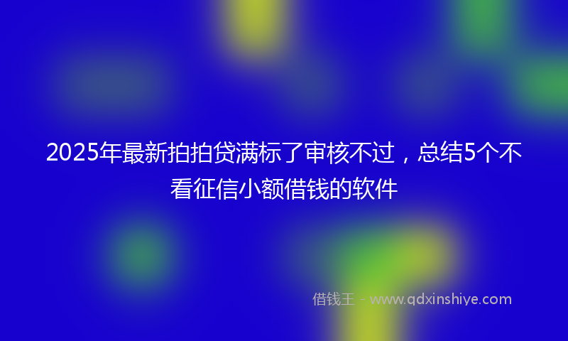 2025年最新拍拍贷满标了审核不过，总结5个不看征信小额借钱的软件