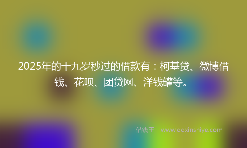 2025年的十九岁秒过的借款有：柯基贷、微博借钱、花呗、团贷网、洋钱罐等。