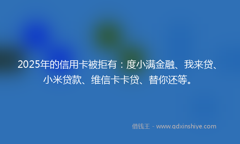 2025年的信用卡被拒有：度小满金融、我来贷、小米贷款、维信卡卡贷、替你还等。