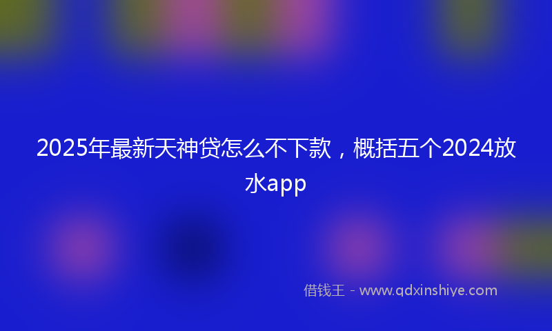 2025年最新天神贷怎么不下款，概括五个2024放水app