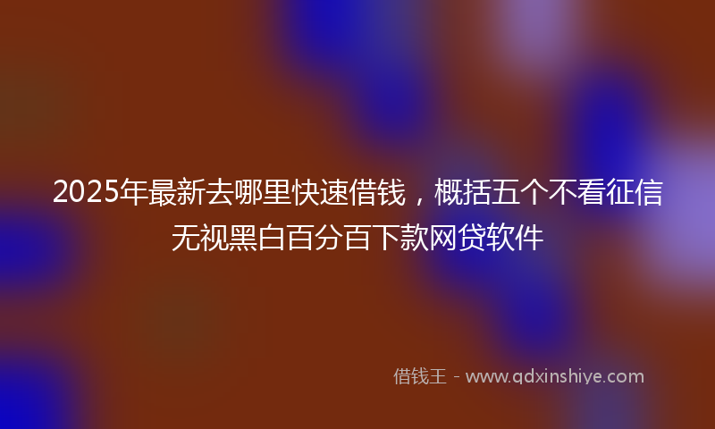 2025年最新去哪里快速借钱，概括五个不看征信无视黑白百分百下款网贷软件