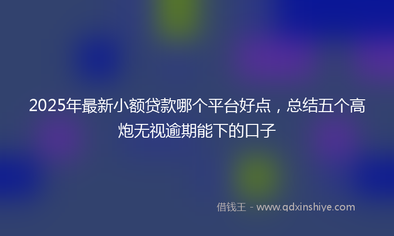 2025年最新小额贷款哪个平台好点，总结五个高炮无视逾期能下的口子