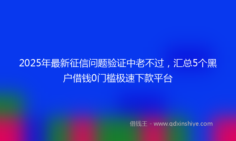 2025年最新征信问题验证中老不过，汇总5个黑户借钱0门槛极速下款平台