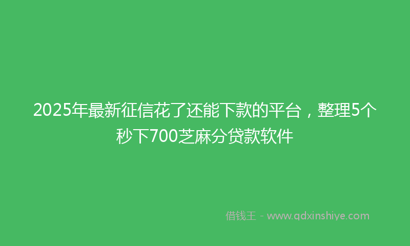 2025年最新征信花了还能下款的平台，整理5个秒下700芝麻分贷款软件