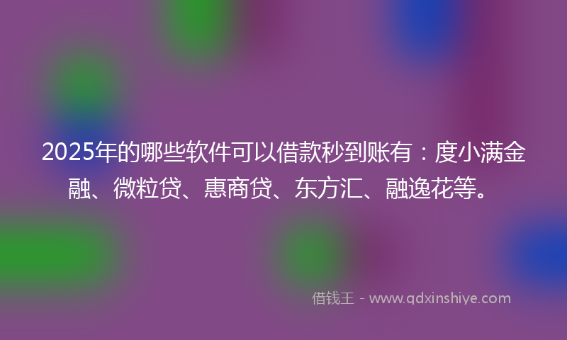 2025年的哪些软件可以借款秒到账有：度小满金融、微粒贷、惠商贷、东方汇、融逸花等。