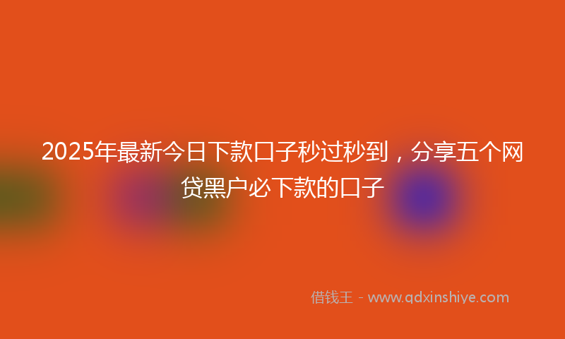 2025年最新今日下款口子秒过秒到，分享五个网贷黑户必下款的口子