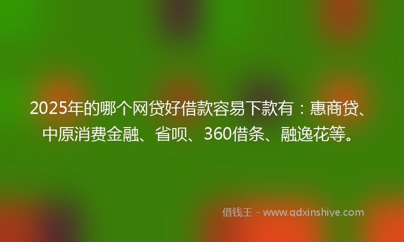 2025年的哪个网贷好借款容易下款有：惠商贷、中原消费金融、省呗、360借条、融逸花等。