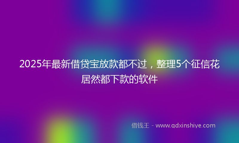 2025年最新借贷宝放款都不过，整理5个征信花居然都下款的软件