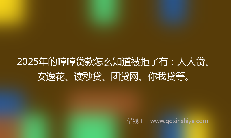 2025年的哼哼贷款怎么知道被拒了有：人人贷、安逸花、读秒贷、团贷网、你我贷等。