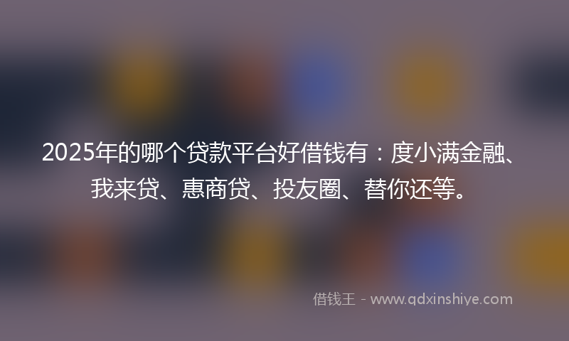 2025年的哪个贷款平台好借钱有：度小满金融、我来贷、惠商贷、投友圈、替你还等。