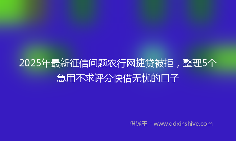 2025年最新征信问题农行网捷贷被拒，整理5个急用不求评分快借无忧的口子
