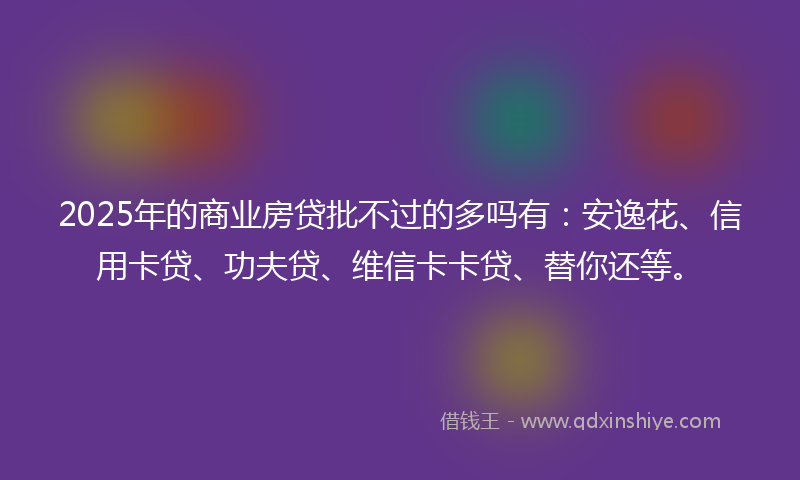2025年的商业房贷批不过的多吗有：安逸花、信用卡贷、功夫贷、维信卡卡贷、替你还等。