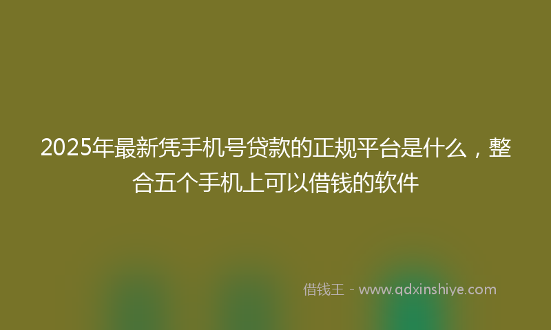 2025年最新凭手机号贷款的正规平台是什么，整合五个手机上可以借钱的软件