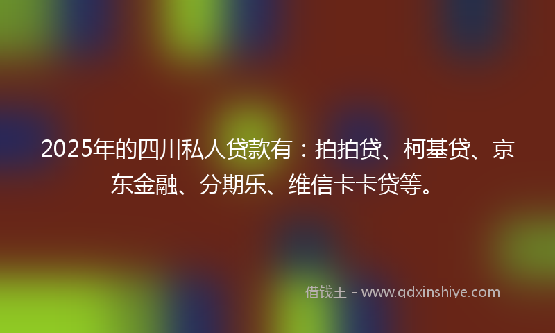 2025年的四川私人贷款有：拍拍贷、柯基贷、京东金融、分期乐、维信卡卡贷等。