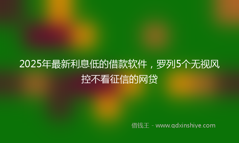 2025年最新利息低的借款软件，罗列5个无视风控不看征信的网贷