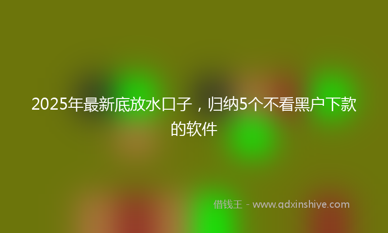 2025年最新底放水口子，归纳5个不看黑户下款的软件