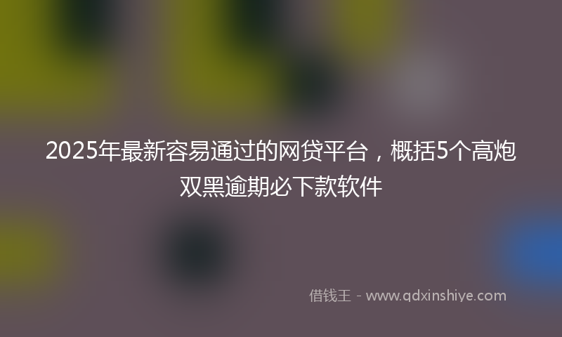 2025年最新容易通过的网贷平台，概括5个高炮双黑逾期必下款软件
