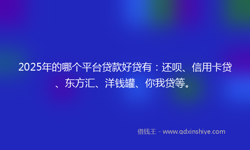 2025年的哪个平台贷款好贷有：还呗、信用卡贷、东方汇、洋钱罐、你我贷等。