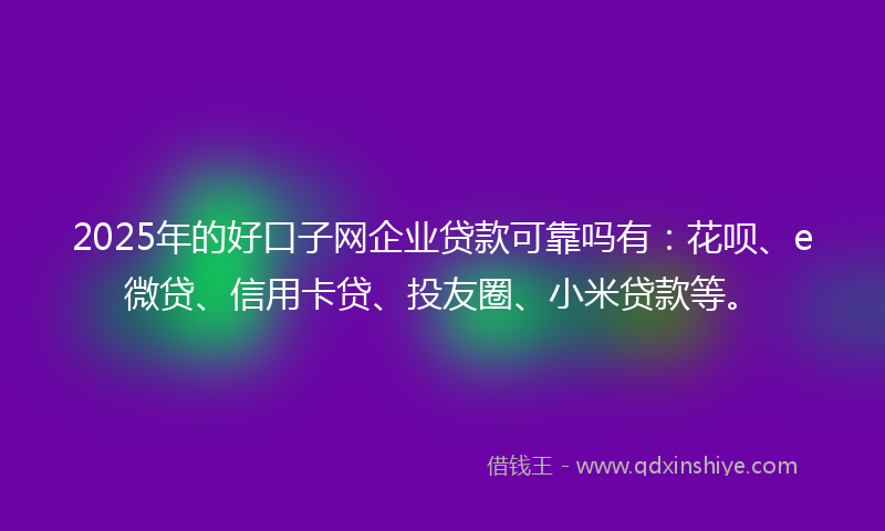 2025年的好口子网企业贷款可靠吗有：花呗、e微贷、信用卡贷、投友圈、小米贷款等。