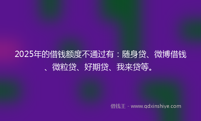 2025年的借钱额度不通过有：随身贷、微博借钱、微粒贷、好期贷、我来贷等。