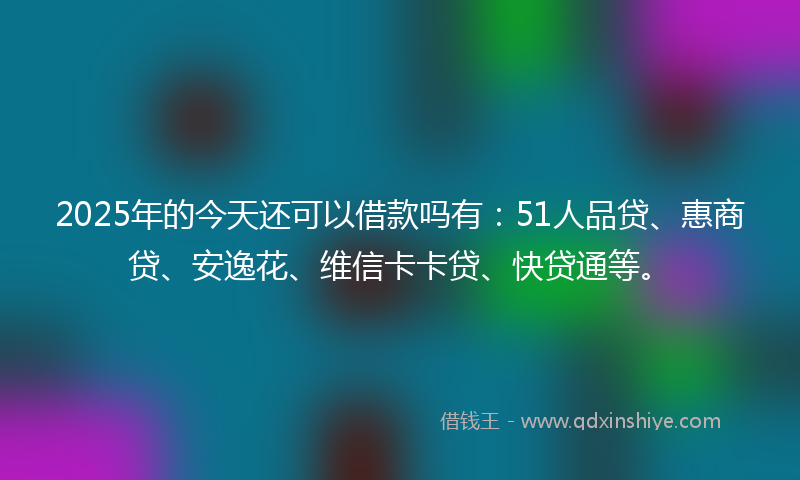 2025年的今天还可以借款吗有：51人品贷、惠商贷、安逸花、维信卡卡贷、快贷通等。