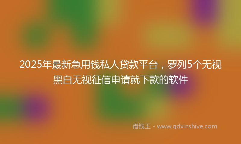 2025年最新急用钱私人贷款平台，罗列5个无视黑白无视征信申请就下款的软件