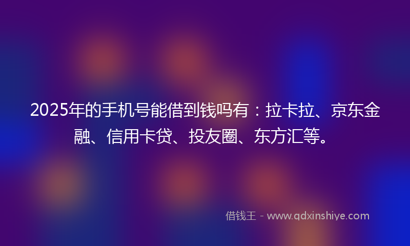 2025年的手机号能借到钱吗有：拉卡拉、京东金融、信用卡贷、投友圈、东方汇等。