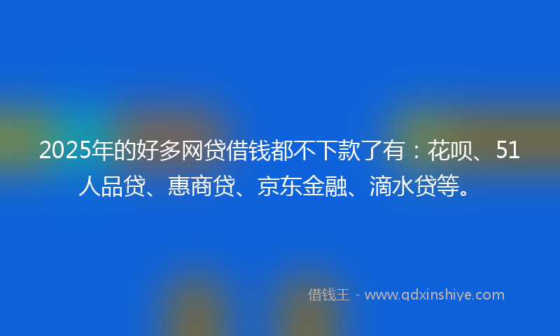 2025年的好多网贷借钱都不下款了有：花呗、51人品贷、惠商贷、京东金融、滴水贷等。