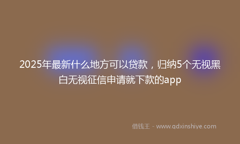 2025年最新什么地方可以贷款，归纳5个无视黑白无视征信申请就下款的app