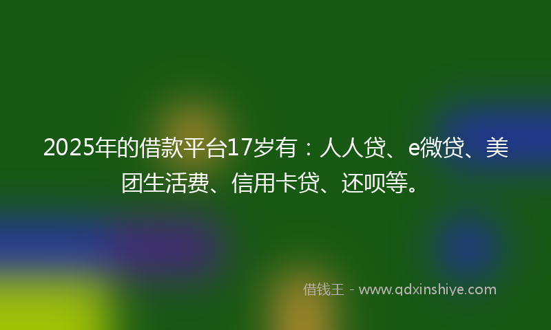 2025年的借款平台17岁有：人人贷、e微贷、美团生活费、信用卡贷、还呗等。