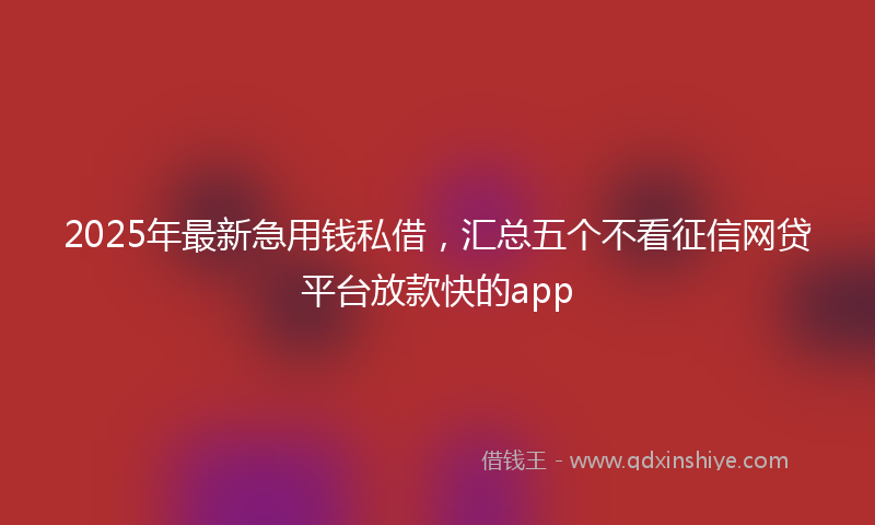 2025年最新急用钱私借，汇总五个不看征信网贷平台放款快的app