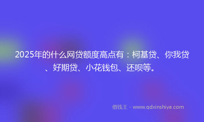 2025年的什么网贷额度高点有：柯基贷、你我贷、好期贷、小花钱包、还呗等。