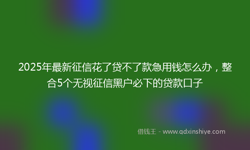 2025年最新征信花了贷不了款急用钱怎么办，整合5个无视征信黑户必下的贷款口子