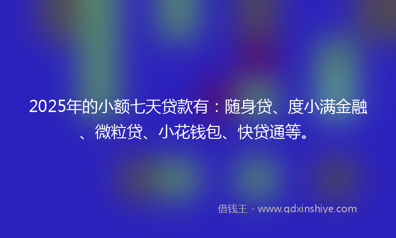 2025年的小额七天贷款有：随身贷、度小满金融、微粒贷、小花钱包、快贷通等。