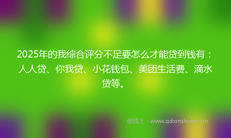 2025年的我综合评分不足要怎么才能贷到钱有：人人贷、你我贷、小花钱包、美团生活费、滴水贷等。