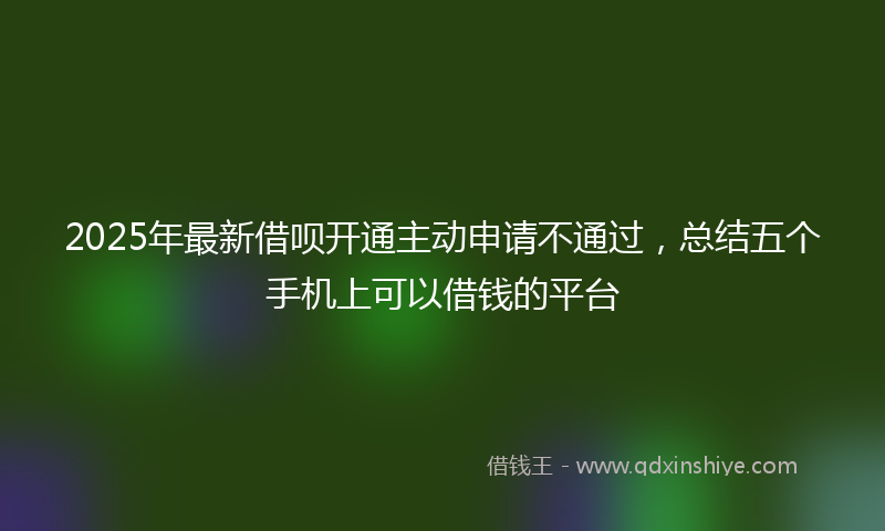 2025年最新借呗开通主动申请不通过，总结五个手机上可以借钱的平台