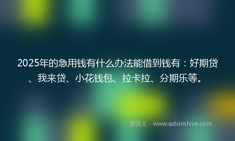 2025年的急用钱有什么办法能借到钱有：好期贷、我来贷、小花钱包、拉卡拉、分期乐等。