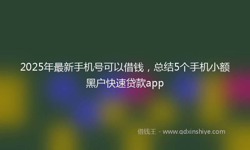 2025年最新手机号可以借钱，总结5个手机小额黑户快速贷款app
